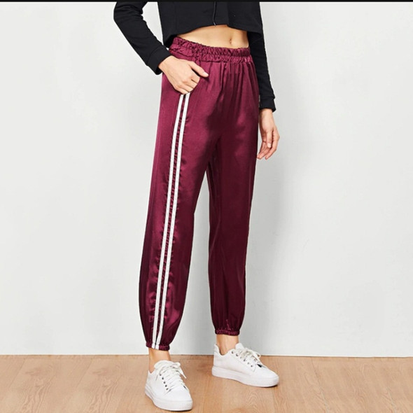 Satin Smooth Sports And Leisure Harem Pants Feet Was Thin Beam (Color:Wine Red Size:XL)
