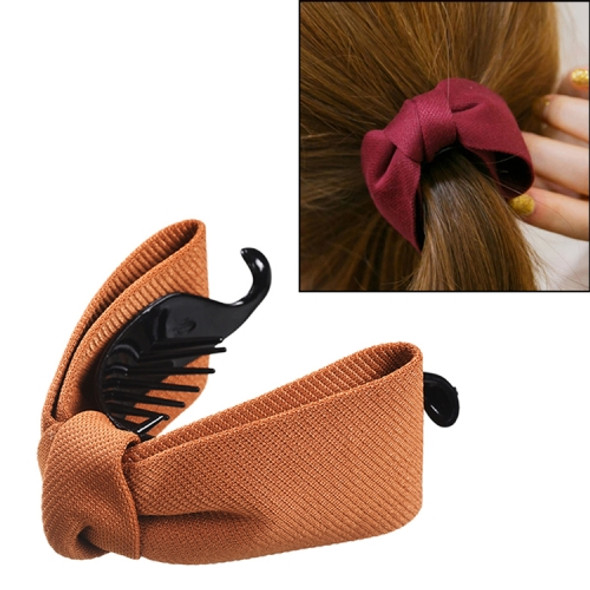 Sweet Fabric Bow Hair Claw Elegant Women Solid Cloth Ties Banana Hair Crab Clips Ponytail Hold Girl Hair Accessories(Coffee)