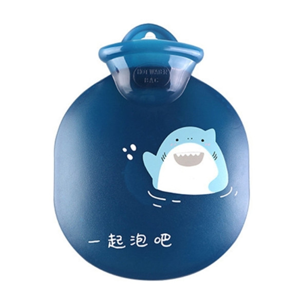 Cartoon Cute Water Injection Hot Water Bottle Discoloration Round Hand Warmer Bag(Blue)