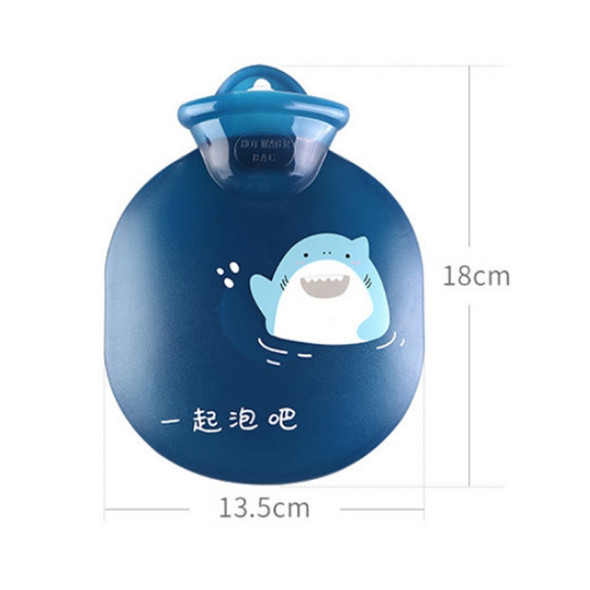 Cartoon Cute Water Injection Hot Water Bottle Discoloration Round Hand Warmer Bag(Blue)