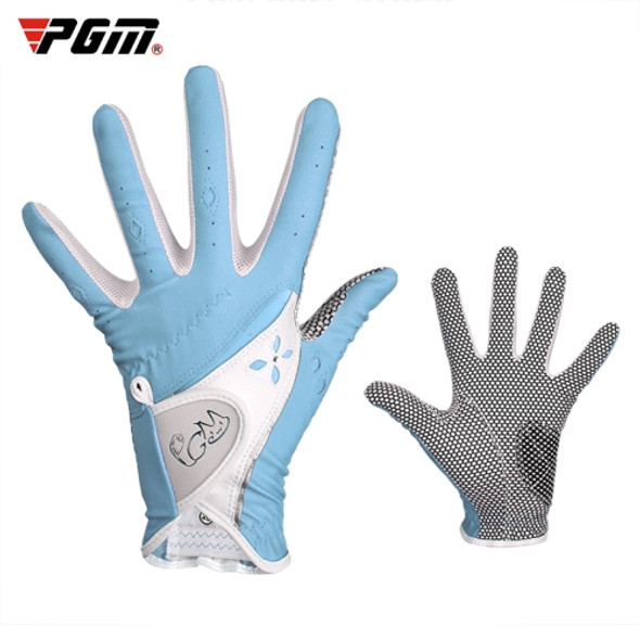 PGM One Pair Golf Non-Slip PU Leather Gloves for Women (Color:Blue Size:20)