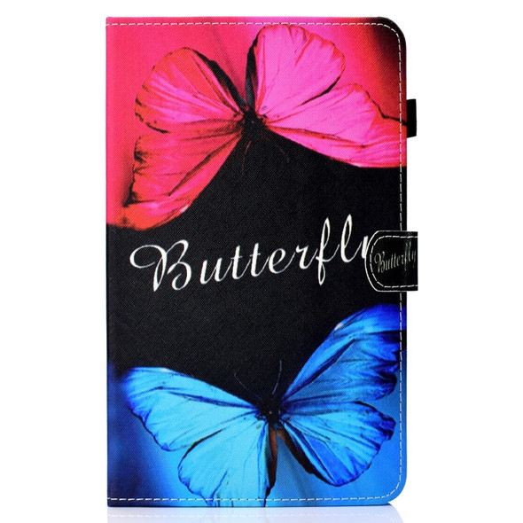 For Amazon Kindle Fire HD 10 Colored Drawing Stitching Horizontal Flip Leather Case, with Holder & Card Slots(Butterfly Love)