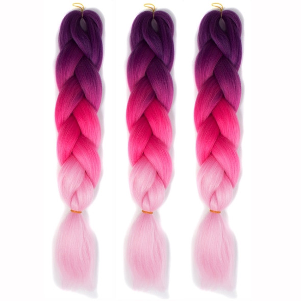 Fashion Color Gradient Individual Braid Wigs Chemical Fiber Big Braids, Length: 60cm(Purple+Peach Pink)