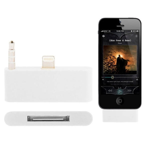 30pin to 8 Pin Audio Adapter with 3.5mm Jack for iPhone 5 & 5C & 5S(White)