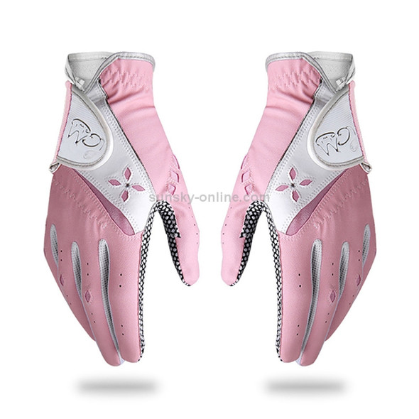 PGM One Pair Golf Non-Slip PU Leather Gloves for Women (Color:Pink Size:18)