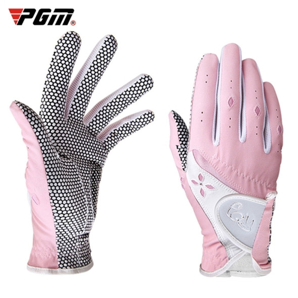PGM One Pair Golf Non-Slip PU Leather Gloves for Women (Color:Pink Size:19)