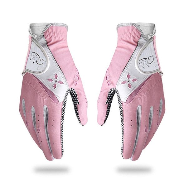 PGM One Pair Golf Non-Slip PU Leather Gloves for Women (Color:Pink Size:19)