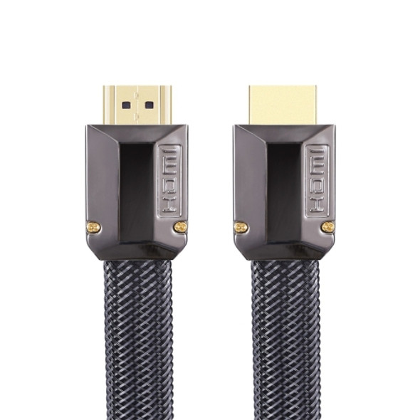 For HDMI 2m 2.0 Version  HD Cable 19 + 1 Standard Oxygen-Free Copper Metal Sshell 4K TV Flat Cable(Gun Black + Nylon Mesh)