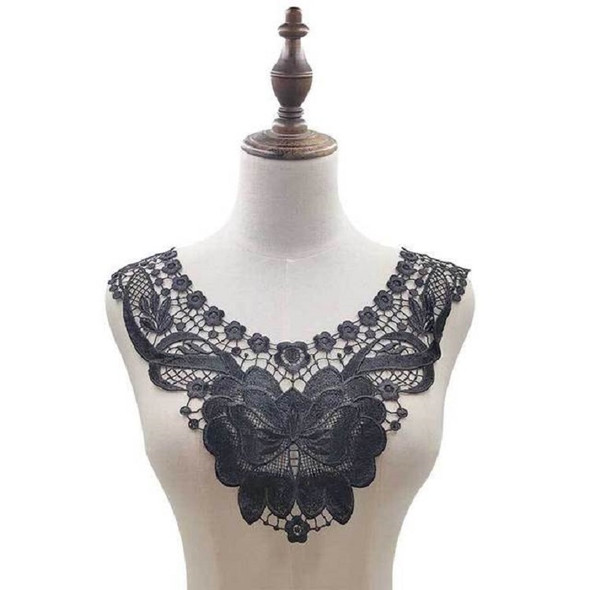 Black Lace Butterfly Flower Embroidery Collar Flower Three-dimensional Hollow Fake Collar DIY Clothing Accessories, Size: 36 x 30cm