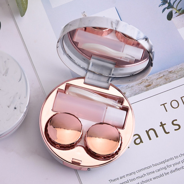 Marbling Plating Color Contact Lens Case Glasses Box(Rose Gold)