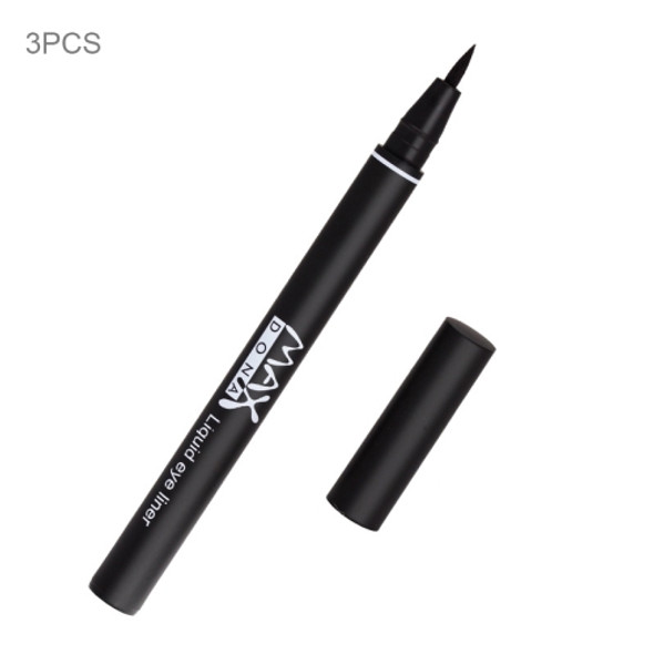 3 PCS Maxdona Black Dynamic Silky Eyeliner Waterproof Sweatproof Quick Drying Eyeliner Pen