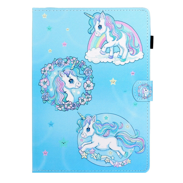 8 inch Universal Colored Drawing Horizontal Flip PU Leather Case with Holder & Card Slot(Unicorn)