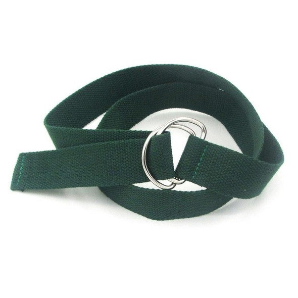 2 PCS Unisex Canvas Waist Belts Double Rings Buckle Waistband Strap Belts Solid Casual Belt, Length:105 x 3.2cm(Green)