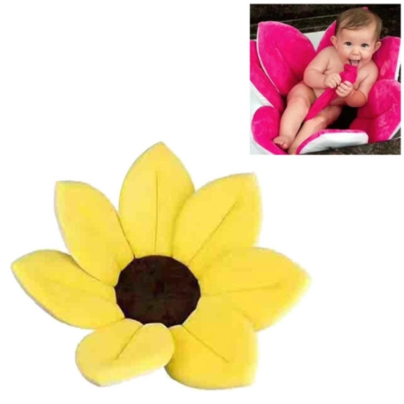 Newborn Baby Bathtub Foldable Blooming Bath Flower Bath Tub for Baby Blooming Sink Bath for Baby Play Bath Sunflower Cushion Mat, Diameter: 85cm(Yellow)