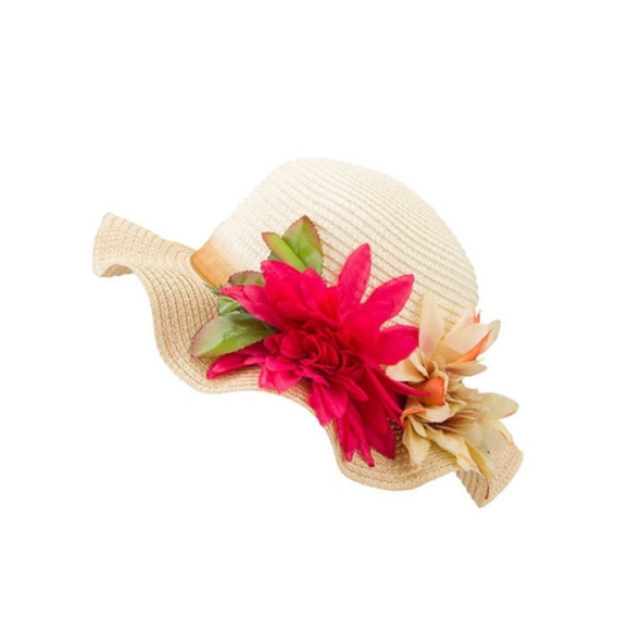 Sun Hats Summer Hats Flower Large Eaves Straw Beach Cap Straw Hat(Beige)