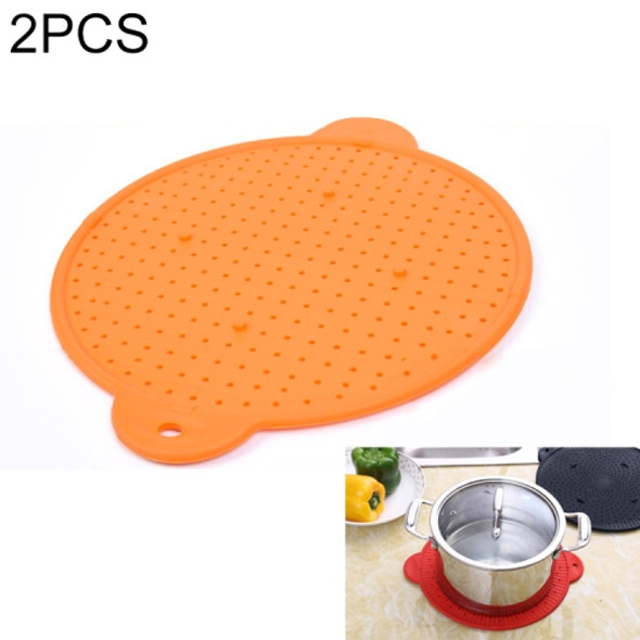 2 PCS  Multifunctional Food Grade Silicone Placemat Creative Kitchenware Heat Insulation Screen Filter(Orange)