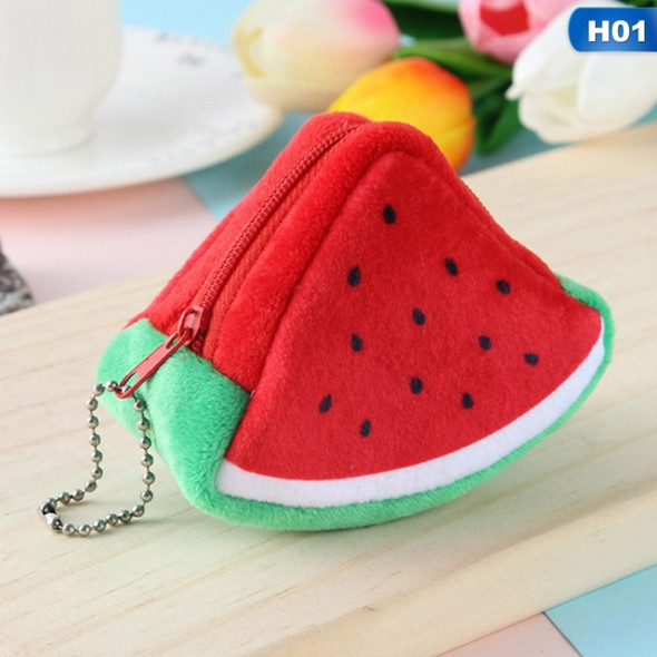 Cute Fruit Wallet Gift Plush Coin Purse Female Bag(watermelon)