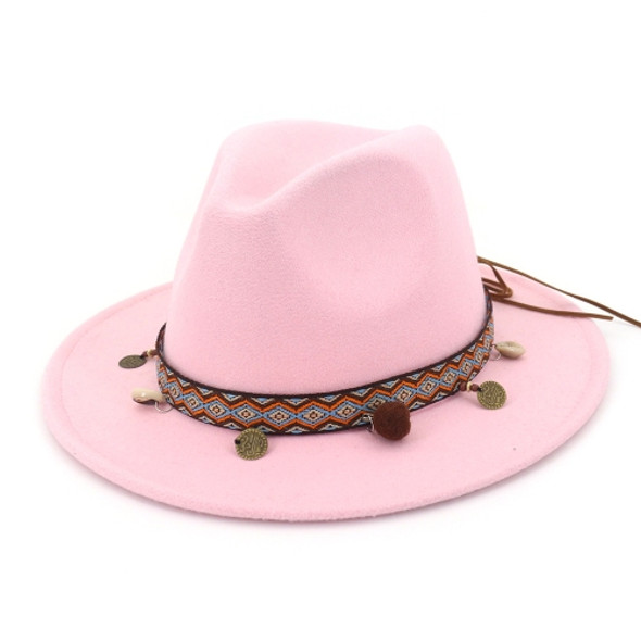 Women Jazz Caps Bohemia Style Woolen Hats for Spring Summer Beach(Pink)