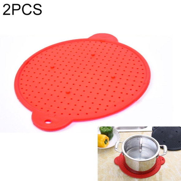 2 PCS  Multifunctional Food Grade Silicone Placemat Creative Kitchenware Heat Insulation Screen Filter(Red)
