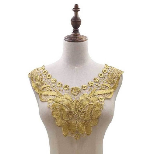 Gold Line Lace Butterfly Flower Embroidery Collar Flower Three-dimensional Hollow Fake Collar DIY Clothing Accessories, Size: 36 x 30cm