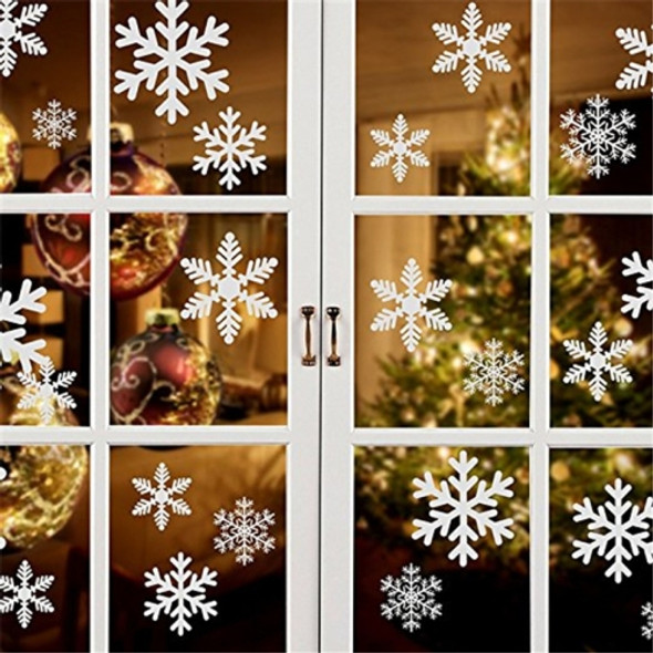 Creative Window Glass Door Removable Christmas New Year Festival Wall Sticker Decoration(White Snowflake)