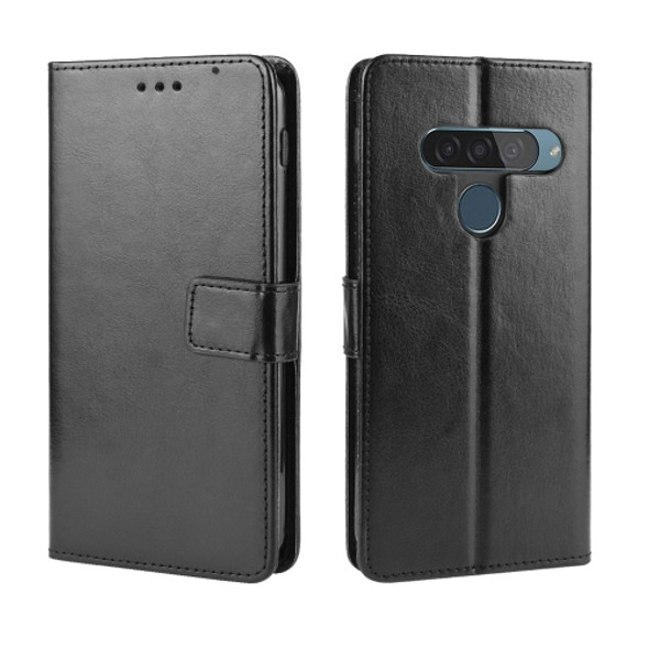 Retro Crazy Horse Texture Horizontal Flip Leather Case for LG G8S ThinQ, with Holder & Card Slots & Photo Frame(Black)