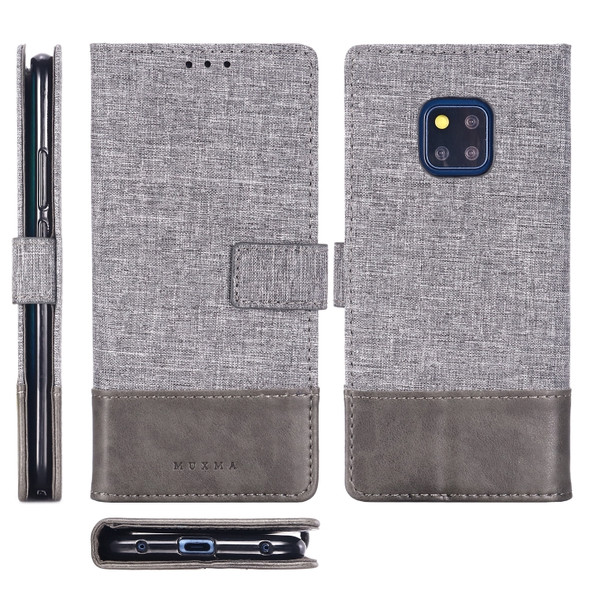 For Huawei Mate 20 Pro MUXMA MX102 Horizontal Flip Canvas Leather Case with Stand & Card Slot & Wallet Function(Grey)