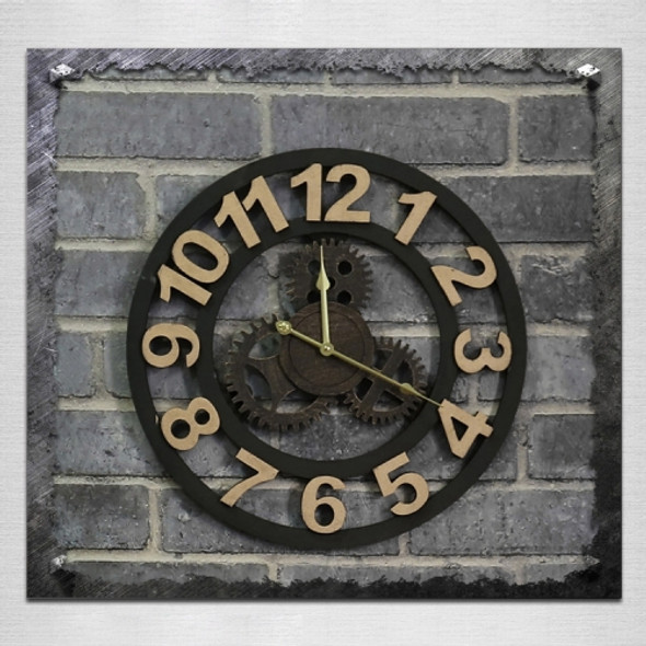 Originality American Industrial Style Wood Vintage Old Gear Wall Clock (Gold)