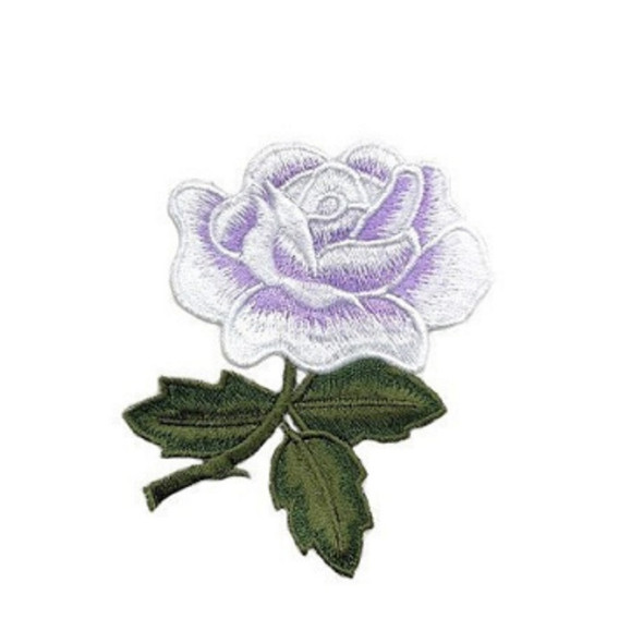 10 PCS Rose Series Embroidery Stickers DIY Dress Cheongsam Patch Stickers(Light Purple+White)