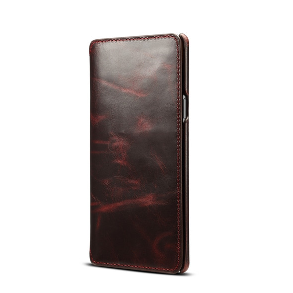 For Galaxy Note9 Denior Oil Wax Cowhide Simple Horizontal Flip Leather Case with Card Slots & Wallet(Dark Red)