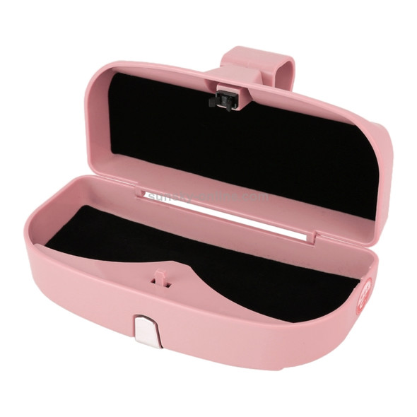 Car Multi-functional Glasses Case Sunglasses Box with Card Slot, Flat Style (Pink)