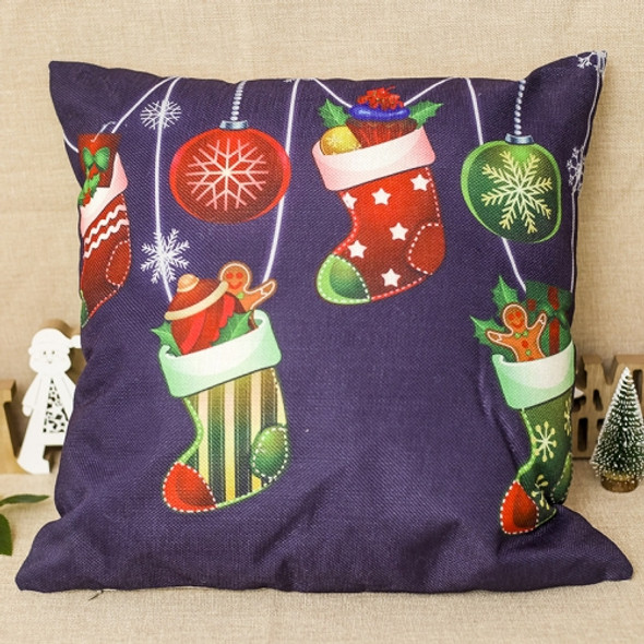 2 PCS Christmas Office Bedroom Cartoon Fabric Print Pillowcase Without Pillow(Christmas Stocking)