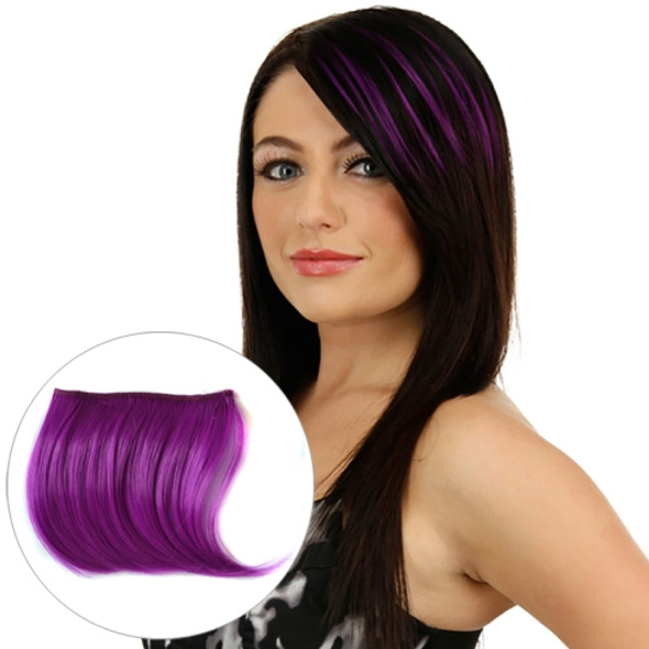 Color Gradient Invisible Seamless Hair Extension Wig Piece Straight Hair Piece Color Bangs Hair Piece (Purple)