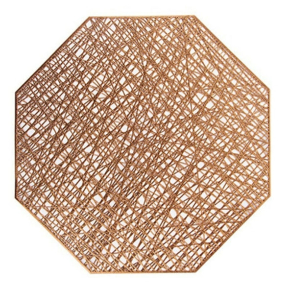 Pastoral Octagonal PVC Insulated Placemat Creative Hollow Placemat Household Table Decoration(Bronze)