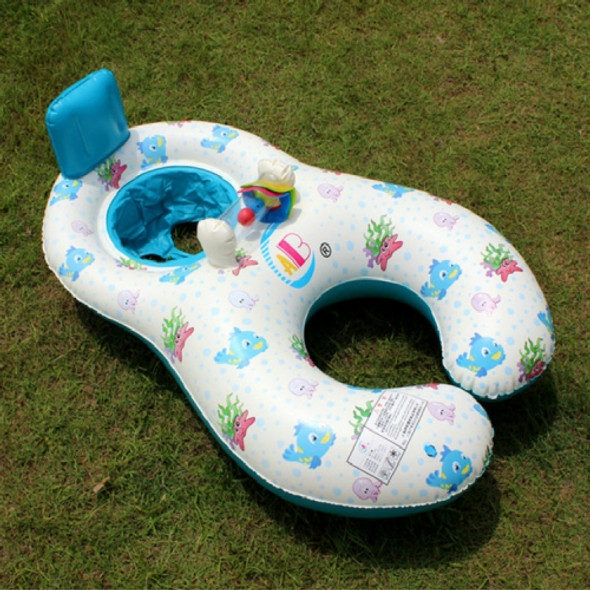 PVC Parent-child Double Swimming Circle Yacht without Tent, Size: 100 x 70cm(Marine Fish - White)