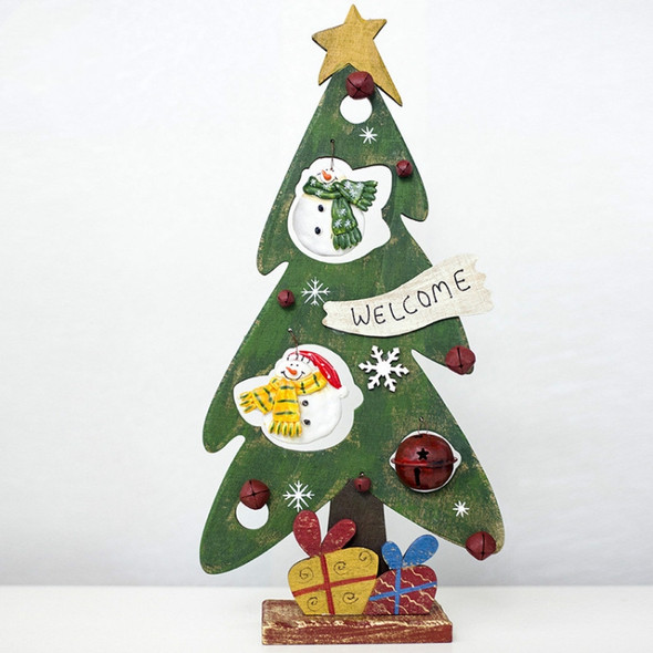 2 PCS Creative Christmas Painted Wooden Vintage Openwork Bell Decoration Christmas Tree Table Pendulum(Christmas Snowman )