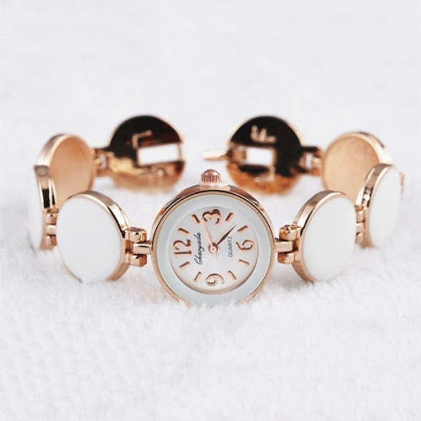 Women Round Dial Bracelet Quartz Wristwatch(WHITE)