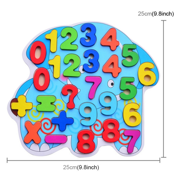 Children Puzzle Toys Nursery Cartoon Hand Grab Board Wooden Plywood Jigsaw Puzzle for Children Digital Alphabet Cognition(Number)