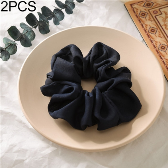 2 PCS Large Intestine Ring Hair Band Women Fabric Ponytail Seamless Stretch Hair Jewelry(Deep cyan)