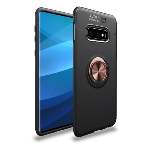 lenuo Shockproof TPU Protective Case for Galaxy S10 E, with Invisible Holder(Black Gold)