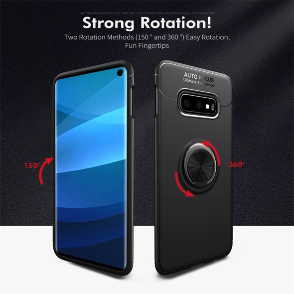 lenuo Shockproof TPU Protective Case for Galaxy S10 E, with Invisible Holder(Black Gold)