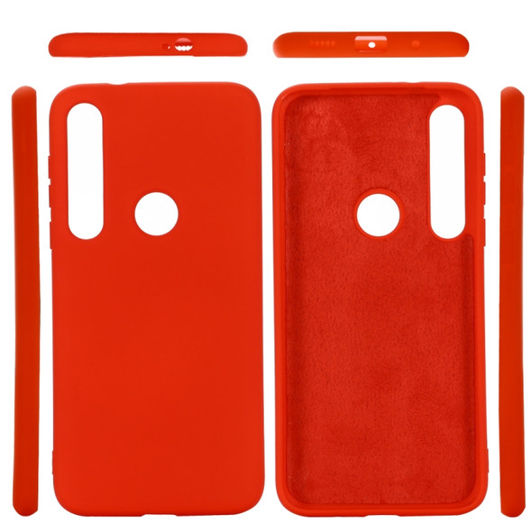 For Motorola G8 Plus Solid Color Liquid Silicone Shockproof Coverage Case(Red)