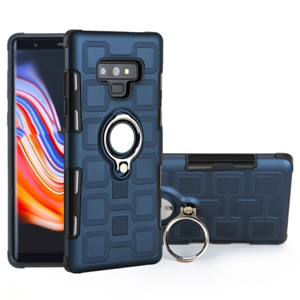 For Galaxy Note 9 2 In 1 Cube PC + TPU Protective Case with 360 Degrees Rotate Silver Ring Holder(Navy Blue)