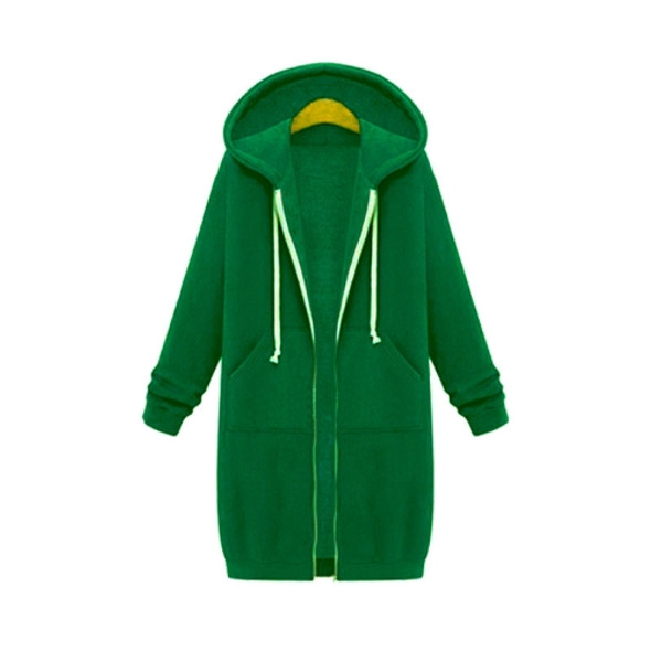 Women Hooded Long Sleeved Sweater In The Long Coat, Size:XXXXXL(Green)