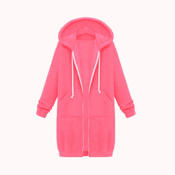Women Hooded Long Sleeved Sweater In The Long Coat, Size:XXXXXL(Phosphor)