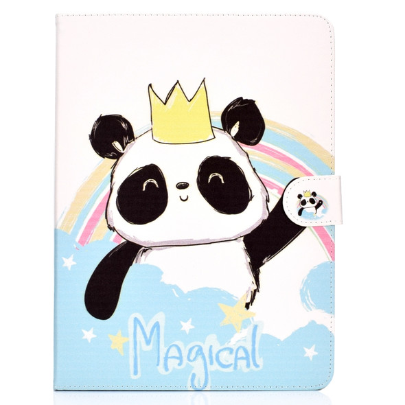 Colored Pattern Drawing Horizontal Flip PU Leather Case with Three-folding Holder & Sleep / Wake-up Function for iPad Pro 11(Crown of panda)