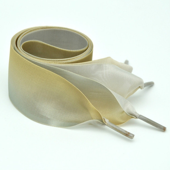 Gradient Color 4cm Width Satin Silk Ribbon Shoelaces Sneaker Sport Shoes White Shoes Laces, Length:60cm(Yellow Grey)