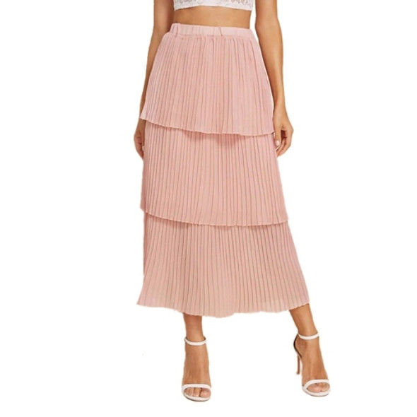 Fold Was Thin Cake Skirt (Color:Pink Size:L)