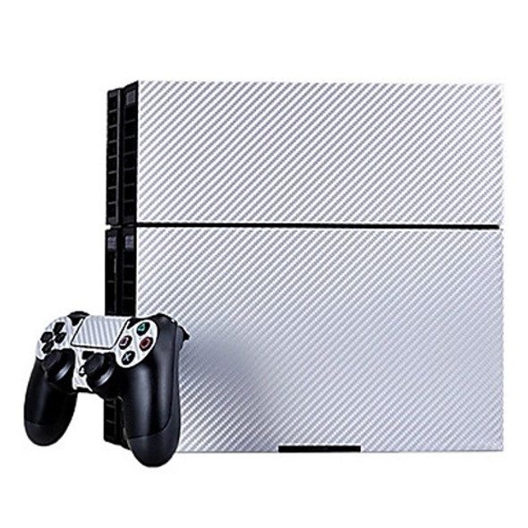 Carbon Fiber Texture Decal Stickers for PS4 Game Console(Silver)