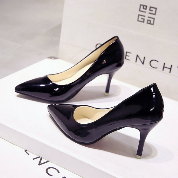 Fashion Fine Heel Versatile Pointed Head High Heels, Size:35(Black)